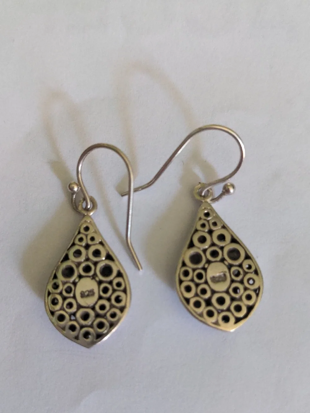New Sterling Silver  Bali Floral Teardrop Earrings, Drop  Dangle, Casual Luxury